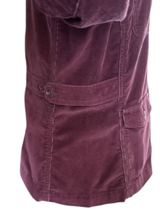 LL Bean Jacket Women Burgundy Button Down Corduroy Blazer Elbow Patch Med NWOT - Picture 11 of 16
